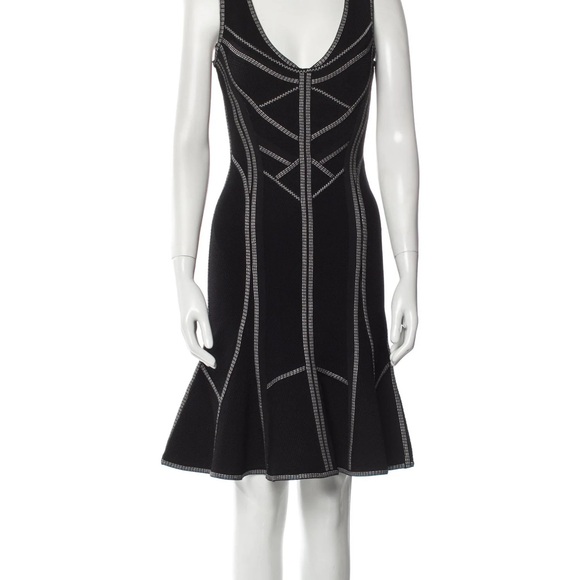 Herve Leger Dresses & Skirts - Herve Leger Black and Silver Midi Dress